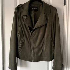 Olive Green Faux Leather Jacket